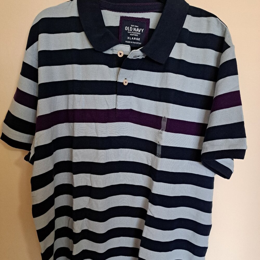 OLD NAVY Men's Cotton Striped Polo Shirt Size: X-Large NWOT